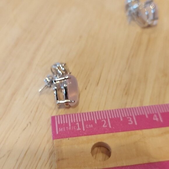 Natural Rose Quartz, Citrine & CZ‎ 925 Sterling Silver Earrings - Picture 11 of 12